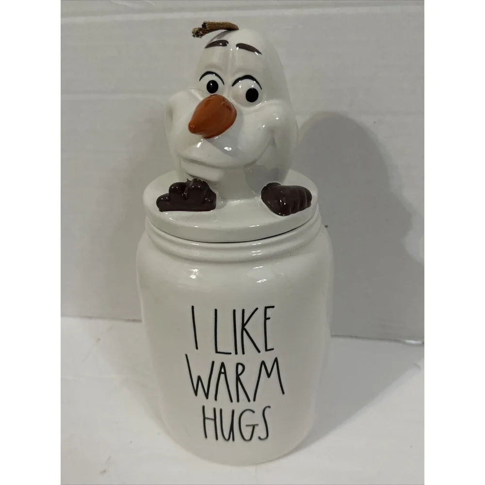 Rae Dunn Disney Frozen Olaf I Like Warm Hugs Ceramic Canister Cookie Jar White